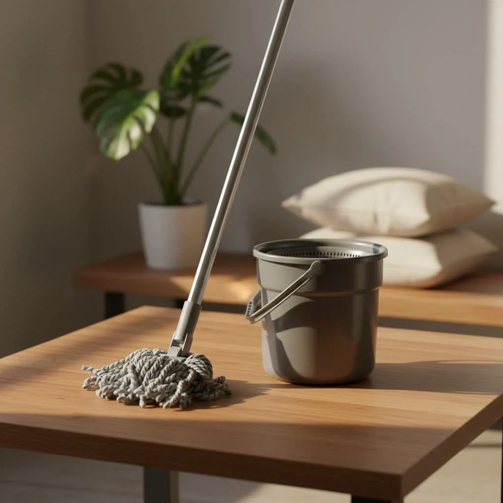 Spin mop system for efficient floor cleaning