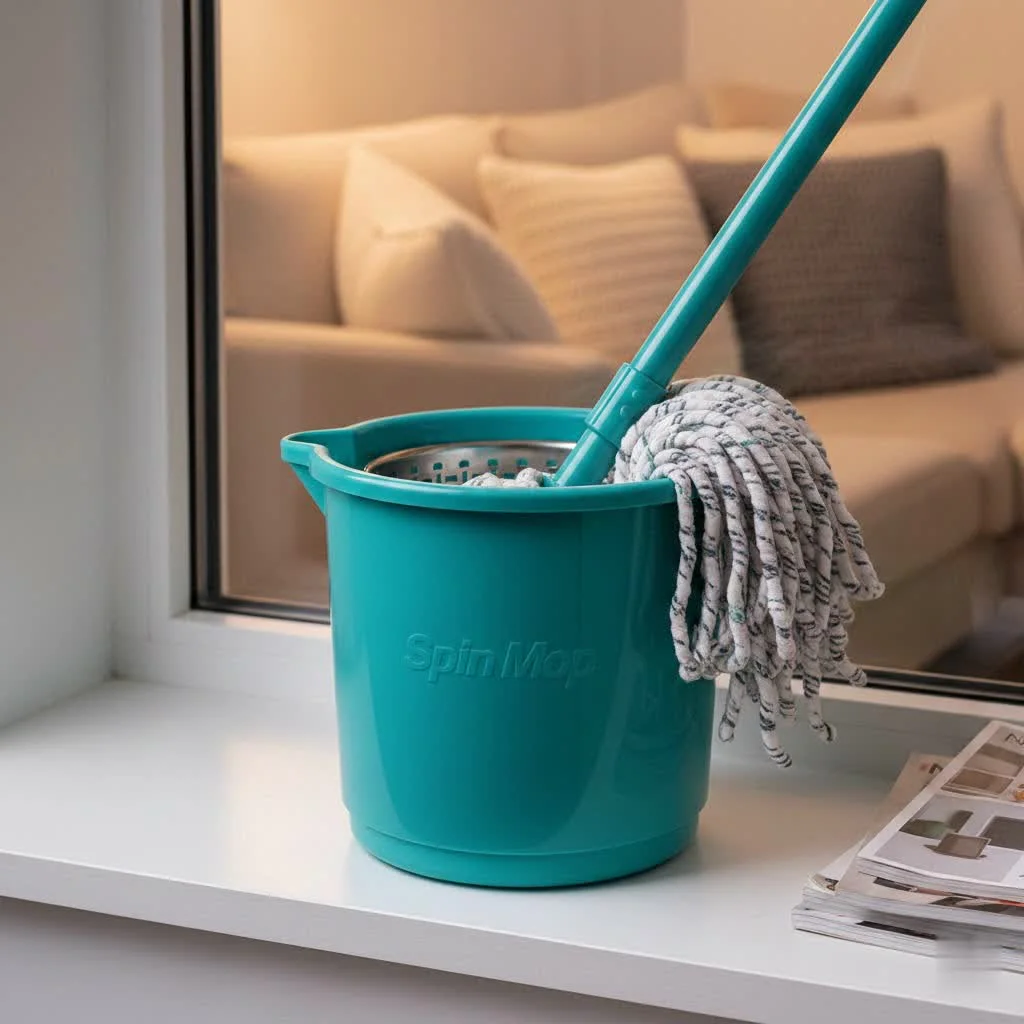 Clean water spin mop with two-tank system
